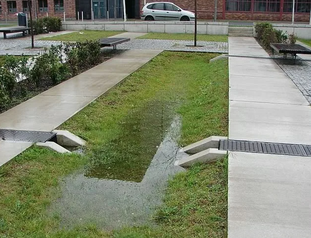 Implementation of courtyard rain garden and drainage system