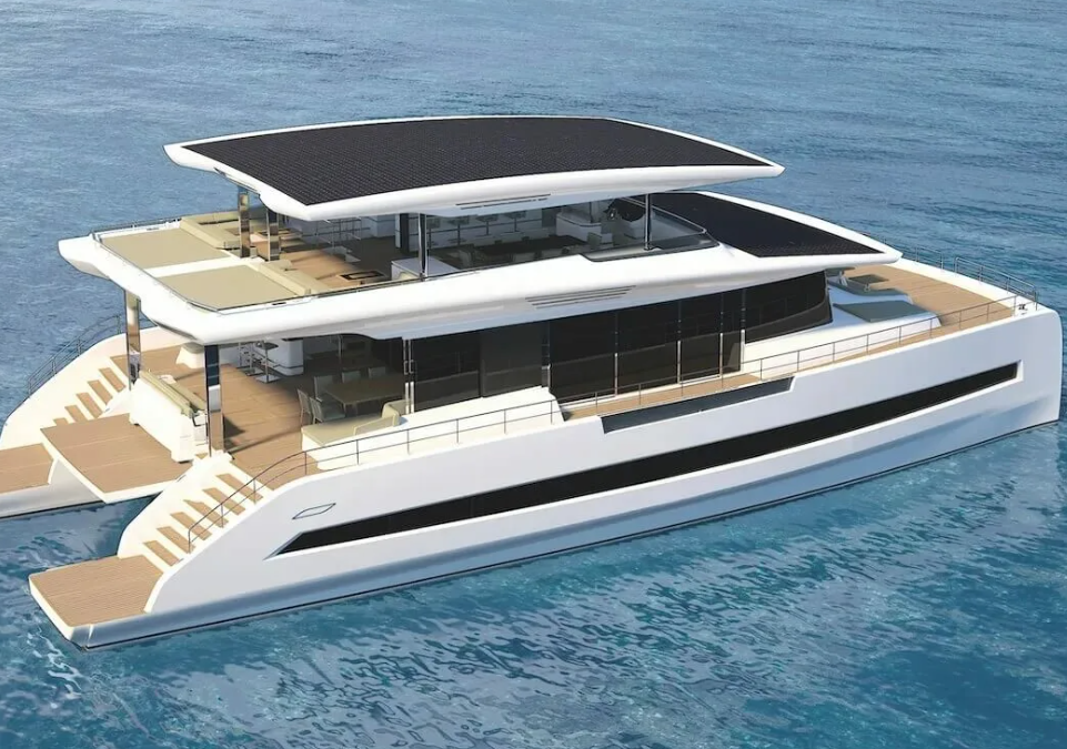 Technician servicing motor yacht engine and onboard systems